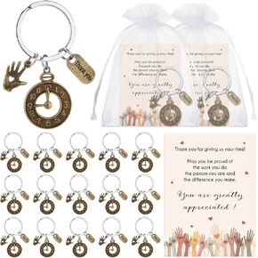 Tondiamo 25 Sets Volunteer Appreciation Gifts Bulk Thank You for Your Help Clock Keychains Gifts for Social Worker Employee Christmas