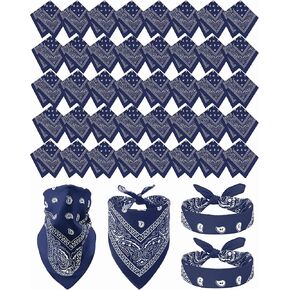 40 Pcs Large Headband Bandanas for Men Women Red Bandanas Bulk Paisley Cowboy Bandana Handkerchief Costume,21.25Inch