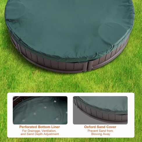 صندوق رمل VEVOR مع غطاء، 72 × 41.5 × 9.1 بوصة صندوق رمل بيضاوي، حفرة رمل HDPE مع 4 زوايا جلوس وبطانة سفلية، صندوق رمل للأطفال للفناء الخلفي في الهواء الطلق، الشاطئ، الحديقة، هدية للأولاد والبنات الذين تتراوح أعمارهم بين 3-12 عامًا، بني in Kuwait