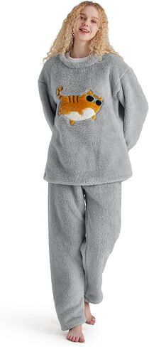 Bedsure Women Pajama Sets- Winter Soft Fleece Long Sleeve Pajama Loungewear, 2 Piece Warm Fuzzy Ladies Pajama Sleepwear Set in Saudi Arabia