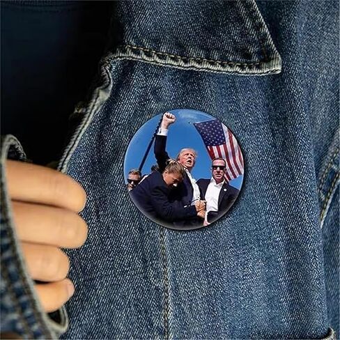 دبوس بروش ترامب Survived Shot، بروش 2024 Trump Fight Survived Shot، شارة مستديرة لحقيبة الملابس، شارات دائرية للأزرار، دبابيس دائرية على الصدر، ديكور بروش (5 قطع) in Saudi Arabia