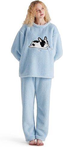 Bedsure Women Pajama Sets- Winter Soft Fleece Long Sleeve Pajama Loungewear, 2 Piece Warm Fuzzy Ladies Pajama Sleepwear Set in Saudi Arabia