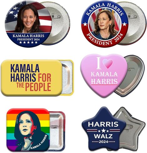 Kamala Harris 2024 for President Pins Button Harris Presidential Election Button Set of 6 Harris 2024 Campaign Button Pins For Men Women Harris Merchandise in Kuwait