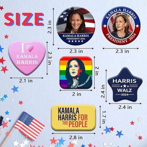 Kamala Harris 2024 for President Pins Button Harris Presidential Election Button Set of 6 Harris 2024 Campaign Button Pins For Men Women Harris Merchandise in Kuwait