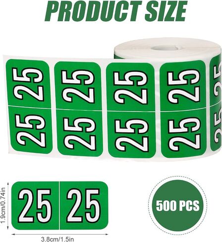 500pcs 2025 Stickers, File Folder Year Labels 2025 Number Year Stickers 3/4x1-1/2 Inch 25 Year Labels Colored Self Adhesive Year Stickers 2025 for End Tab File Folders Office Supplies(Dark Green) in Saudi Arabia