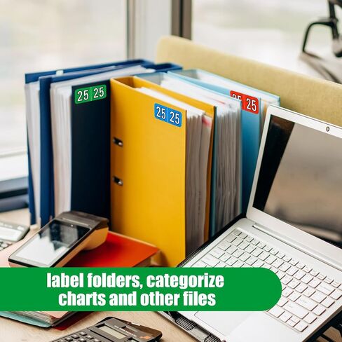 500pcs 2025 Stickers, File Folder Year Labels 2025 Number Year Stickers 3/4x1-1/2 Inch 25 Year Labels Colored Self Adhesive Year Stickers 2025 for End Tab File Folders Office Supplies(Dark Green) in Saudi Arabia