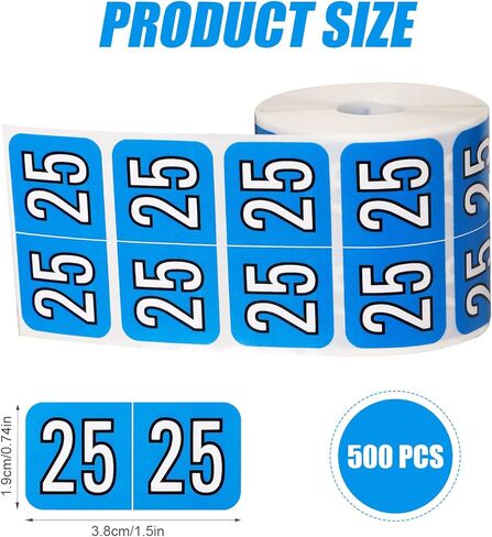 500pcs 2025 Stickers, File Folder Year Labels 2025 Number Year Stickers 3/4x1-1/2 Inch 25 Year Labels Colored Self Adhesive Year Stickers 2025 for End Tab File Folders Office Supplies(Dark Green) in Kuwait
