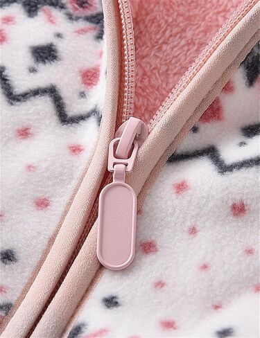 Kids Printed Polar Fleece Jacket Toddler Baby Boys Girls Autumn Winter Warm Sherpa Lining Outerwear Soft Lightweight in Kuwait