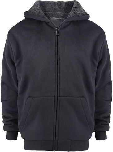 Boys Sherpa Hoodie Zipper Sports Warm Youth Fleece Jacket in Kuwait