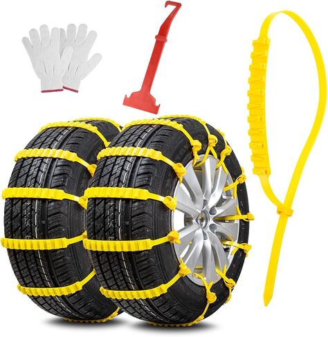 12 قطعة من سلسلة إطارات الثلج، ربطة كابل بلاستيكية مضادة للانزلاق قابلة لإعادة الاستخدام، سلاسل إطارات طوارئ عالمية للقيادة في الشتاء، سلاسل أمان تناسب معظم شاحنات سيارات الدفع الرباعي، باللون الأصفر in Kuwait