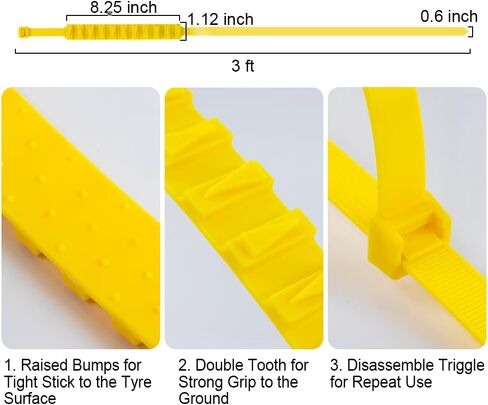 12 قطعة من سلسلة إطارات الثلج، ربطة كابل بلاستيكية مضادة للانزلاق قابلة لإعادة الاستخدام، سلاسل إطارات طوارئ عالمية للقيادة في الشتاء، سلاسل أمان تناسب معظم شاحنات سيارات الدفع الرباعي، باللون الأصفر in Kuwait