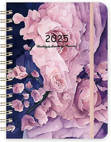 2025 Daily Planner, 12 - Month Daily Weekly Monthly Planner for Women/Men, 8.5" X 6.1" Student Planner, School Planner, Romantic Flower Christmas Gift for Women (Flowers) in Saudi Arabia