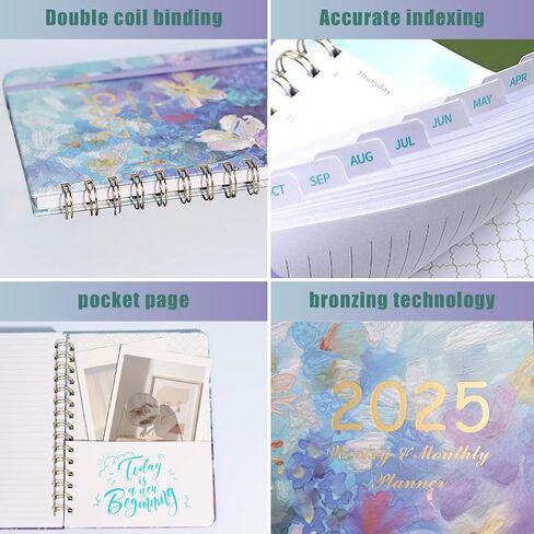2025 Daily Planner, 12 - Month Daily Weekly Monthly Planner for Women/Men, 8.5" X 6.1" Student Planner, School Planner, Romantic Flower Christmas Gift for Women (Flowers) in Saudi Arabia