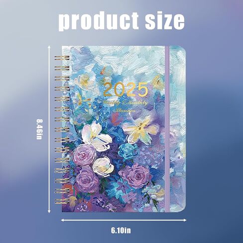 2025 Daily Planner, 12 - Month Daily Weekly Monthly Planner for Women/Men, 8.5" X 6.1" Student Planner, School Planner, Romantic Flower Christmas Gift for Women (Flowers) in Saudi Arabia