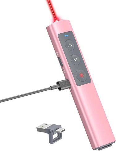 Presentation Clickers for PowerPoint Presentations, [Aluminum Alloy] + [2 in 1 USB C/A] PowerPoint Clicker with Laser Pointer Wireless Presenter PPT Slide Remote Control Computer Clicker for Mac in Kuwait