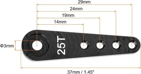 MECCANIXITY 3 Pcs Aluminum Servo Horn Long 25T Steering Arm 37mm Length Black Suitable for DIY RC Car/Boat/AirplanesBoat Model Accessories in Saudi Arabia