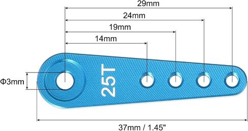 MECCANIXITY 3 Pcs Aluminum Servo Horn Long 25T Steering Arm 37mm Length Black Suitable for DIY RC Car/Boat/AirplanesBoat Model Accessories in Saudi Arabia