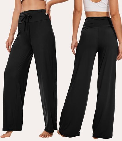 Women's Wide Leg Pajama Pants - Comfy Plaid Lounge Pants Stretch Casual Dress Loose Yoga Pants in Saudi Arabia