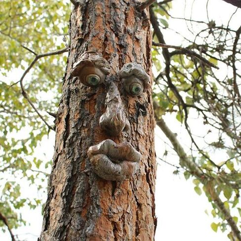 INNOLITES Tree Faces Decor Outdoor, Tree Face Outdoor Statues Old Man Tree Hugger Bark Ghost Face Decoration Funny Yard Art, Tree Decor Outdoor for Halloween Easter Garden Creative Props (D) in Saudi Arabia