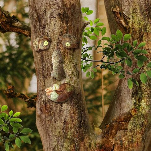 INNOLITES Tree Faces Decor Outdoor, Tree Face Outdoor Statues Old Man Tree Hugger Bark Ghost Face Decoration Funny Yard Art, Tree Decor Outdoor for Halloween Easter Garden Creative Props (D) in Saudi Arabia