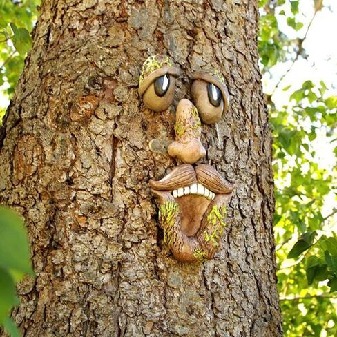 INNOLITES Tree Faces Decor Outdoor, Tree Face Outdoor Statues Old Man Tree Hugger Bark Ghost Face Decoration Funny Yard Art, Tree Decor Outdoor for Halloween Easter Garden Creative Props (D) in Saudi Arabia