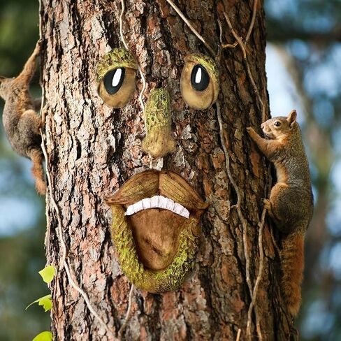 INNOLITES Tree Faces Decor Outdoor, Tree Face Outdoor Statues Old Man Tree Hugger Bark Ghost Face Decoration Funny Yard Art, Tree Decor Outdoor for Halloween Easter Garden Creative Props (D) in Saudi Arabia