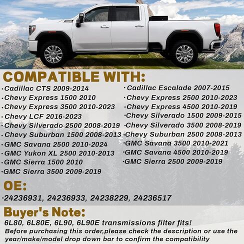6L80E 6L90E Transmission Filter with Gasket Kit Compatible with Silverado 1500 2500 3500 Suburban Savana Sierra Yukon CTS Escalade, Replaces# 24236933, 24236517 in Saudi Arabia