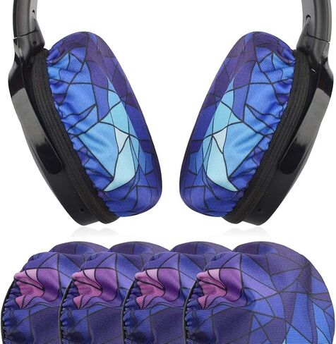 Geekria 2 Pairs Flex Fabric Headphones Ear Covers - Product Safety Certified - Washable & Stretchable Earcup Protectors for Over-Ear Headsets, Sweat Pads for Gym, Gaming (Size M/Black) in Kuwait