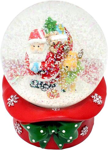 Christmas Musical Snow Globe - Plays 8 Songs Including Jingle Bells & Lights Up with Changing LED Colours - Large 14cm (Santa & Rudolph on Festive Hat) in Saudi Arabia