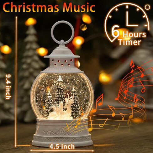 Christmas Snow Globes, Gingerbread House Musical Snow Globe Light up Swirling Glitter Snow Globe Pink Lantern with Timer, USB & Battery Operated Candy Cottage and Gingerbread Man Christmas Home Decor in Kuwait