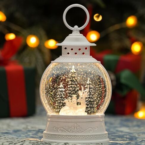 Christmas Snow Globes, Gingerbread House Musical Snow Globe Light up Swirling Glitter Snow Globe Pink Lantern with Timer, USB & Battery Operated Candy Cottage and Gingerbread Man Christmas Home Decor in Kuwait