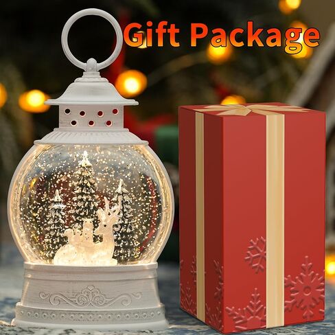 Christmas Snow Globes, Gingerbread House Musical Snow Globe Light up Swirling Glitter Snow Globe Pink Lantern with Timer, USB & Battery Operated Candy Cottage and Gingerbread Man Christmas Home Decor in Kuwait