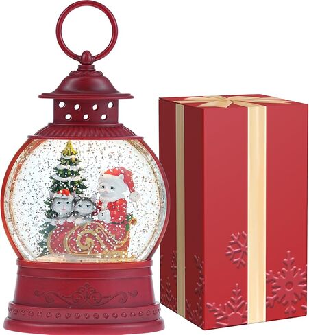 Christmas Snow Globes, Gingerbread House Musical Snow Globe Light up Swirling Glitter Snow Globe Pink Lantern with Timer, USB & Battery Operated Candy Cottage and Gingerbread Man Christmas Home Decor in Kuwait