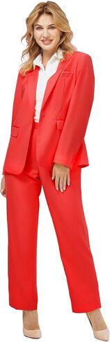 Womens 2 Piece Pants Suit Solid Notch Lapel One Button Slim Fit Blazer Jacket Elastic Waist Pants Tuxedo Set in Saudi Arabia