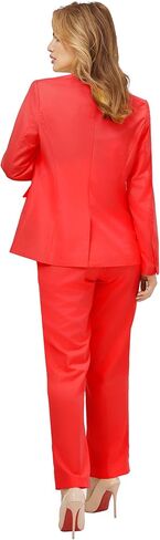 Womens 2 Piece Pants Suit Solid Notch Lapel One Button Slim Fit Blazer Jacket Elastic Waist Pants Tuxedo Set in Saudi Arabia