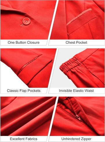 Womens 2 Piece Pants Suit Solid Notch Lapel One Button Slim Fit Blazer Jacket Elastic Waist Pants Tuxedo Set in Saudi Arabia