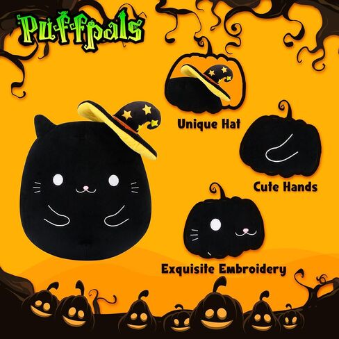 Black Cat Plush Halloween Cute Stuffed Animals Soft Pillow Toys Birthday Gift for Girls Boys Kids in Saudi Arabia
