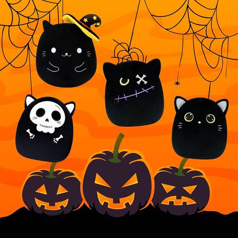 Black Cat Plush Halloween Cute Stuffed Animals Soft Pillow Toys Birthday Gift for Girls Boys Kids in Saudi Arabia