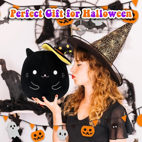 Black Cat Plush Halloween Cute Stuffed Animals Soft Pillow Toys Birthday Gift for Girls Boys Kids in Saudi Arabia