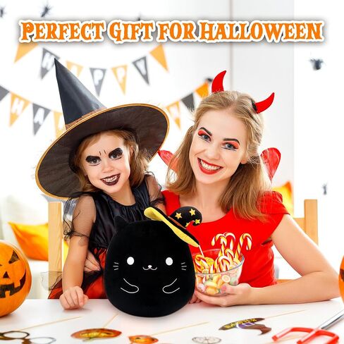 Black Cat Plush Halloween Cute Stuffed Animals Soft Pillow Toys Birthday Gift for Girls Boys Kids in Saudi Arabia