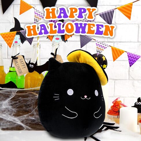 Black Cat Plush Halloween Cute Stuffed Animals Soft Pillow Toys Birthday Gift for Girls Boys Kids in Saudi Arabia