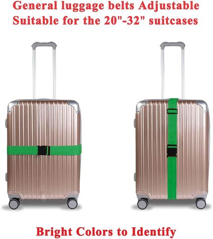 2 Pack Luggage Straps, Bright Colors Adjustable Suitcase Belts with Quick Release Buckle (GreyPink) in Saudi Arabia