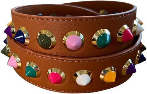 BLOC Purse Strap Replacement for Crossbody Bags, Studded Shoulder Strap, Stud Strap for Handbags and Purses (Brown with Multicolor Studs) in Saudi Arabia