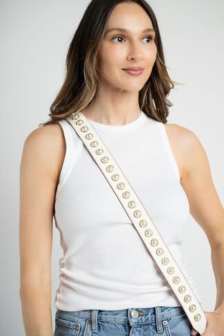 BLOC Purse Strap Replacement for Crossbody Bags, Studded Shoulder Strap, Stud Strap for Handbags and Purses (Brown with Multicolor Studs) in Saudi Arabia