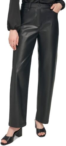 Calvin Klein Women's Slim-Leg Faux Leather Pants (Black, 8) in Saudi Arabia