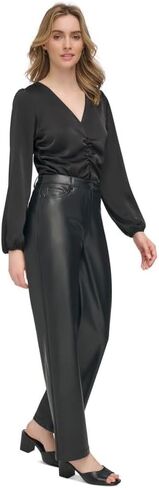 Calvin Klein Women's Slim-Leg Faux Leather Pants (Black, 8) in Saudi Arabia