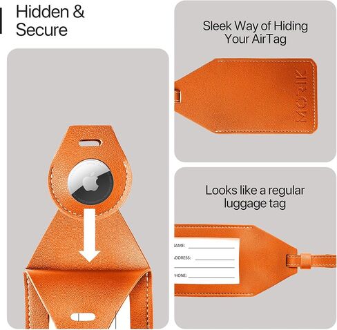 Apple AirTag Luggage Tag Holder, TSA-Approved Luggage Tag with Hidden Compartment for Apple AirTag (Black) in Saudi Arabia