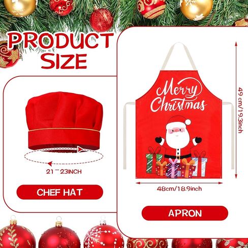 Hoolerry 4 Set Christmas Kids Apron and Chef Hat Boys Girls Aprons with 2 Pockets Hats Cooking Kitchen Painting Baking Wear in Saudi Arabia