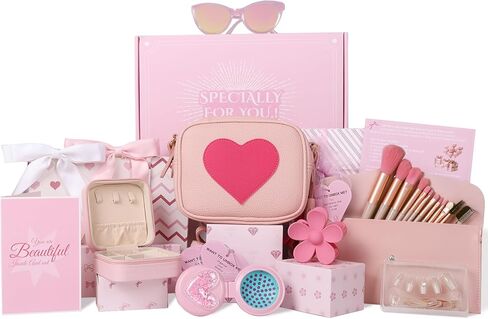 MH MYLUNE HOME Birthday Gifts for Teen Girls, Pink Gifts Basket Birthday Graduation Gifts box Set for Teen Tween Girl Age 6-18, 8 Individually Wrapped Gifts in 1 Box & Fun Task Tags in Kuwait