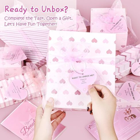 MH MYLUNE HOME Birthday Gifts for Teen Girls, Pink Gifts Basket Birthday Graduation Gifts box Set for Teen Tween Girl Age 6-18, 8 Individually Wrapped Gifts in 1 Box & Fun Task Tags in Kuwait